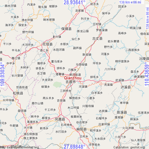 Qianzhou on map