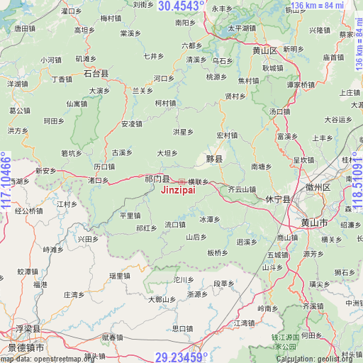 Jinzipai on map