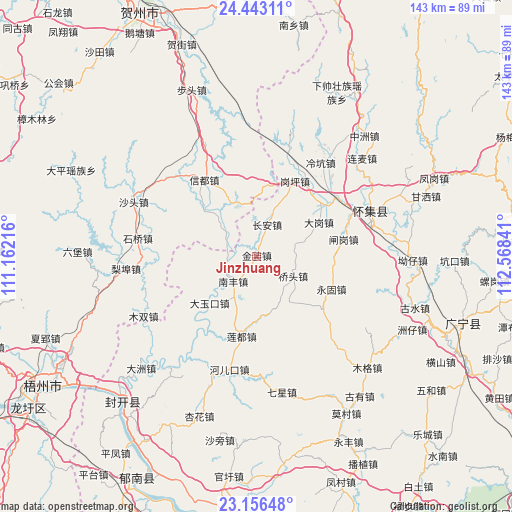 Jinzhuang on map