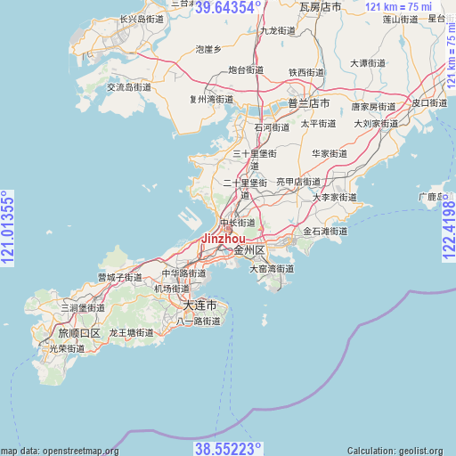 Jinzhou on map