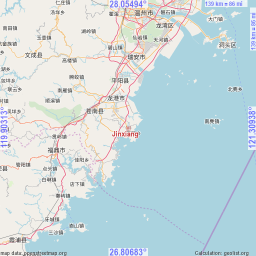 Jinxiang on map