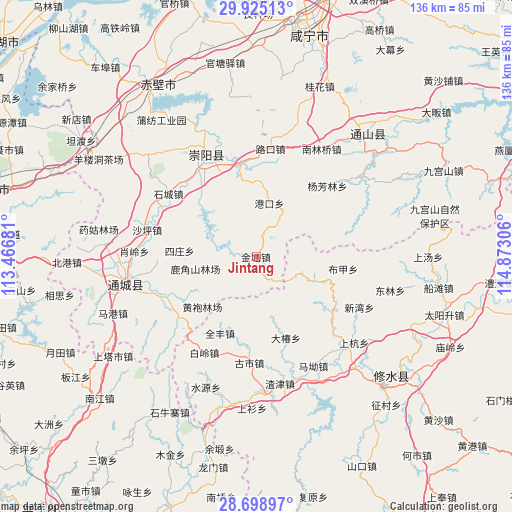 Jintang on map