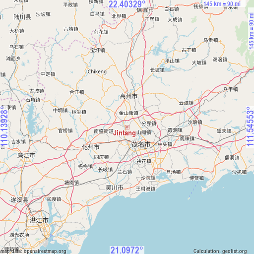 Jintang on map