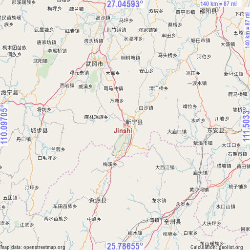 Jinshi on map