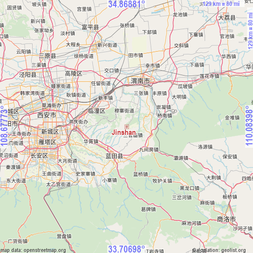 Jinshan on map