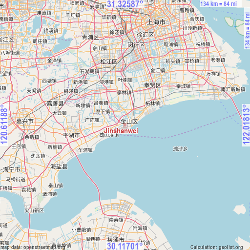 Jinshanwei on map