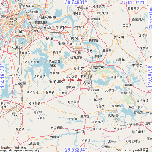 Jinshandian on map