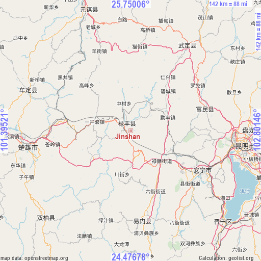 Jinshan on map