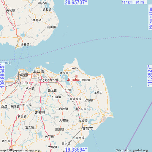 Jinshan on map