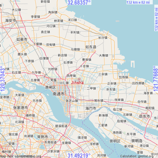 Jinsha on map