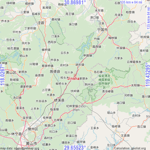 Jinsha on map