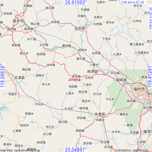 Jinsha on map