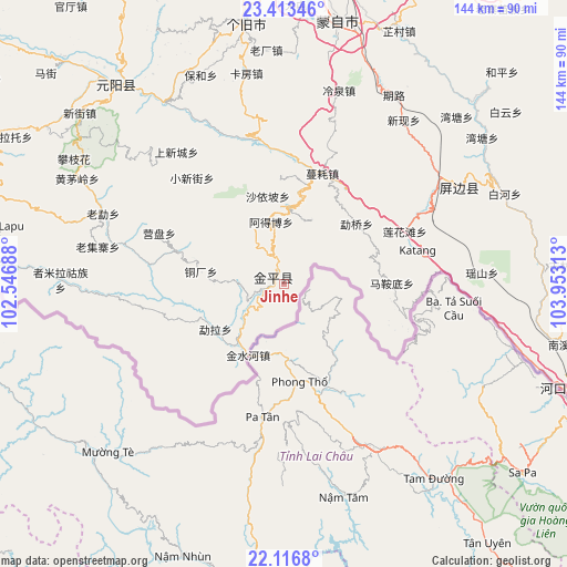 Jinhe on map