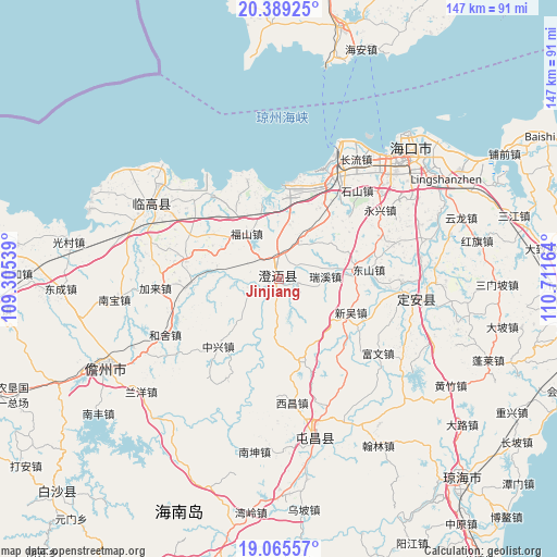 Jinjiang on map