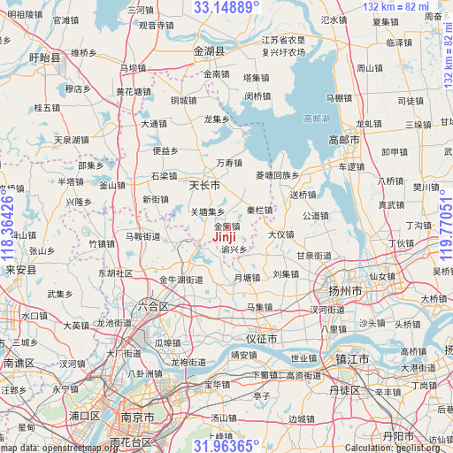 Jinji on map