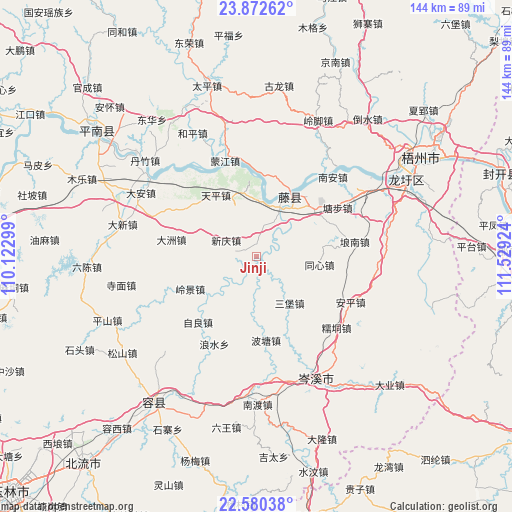 Jinji on map