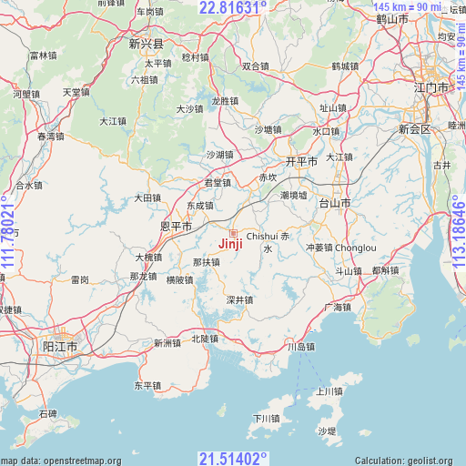 Jinji on map