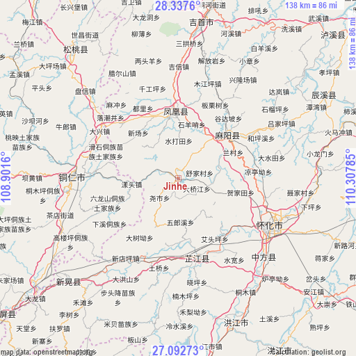 Jinhe on map