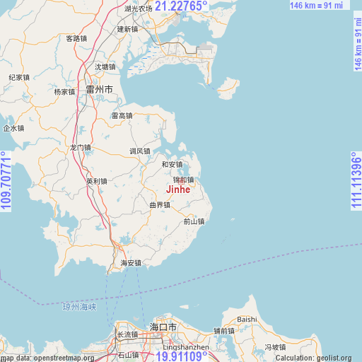 Jinhe on map