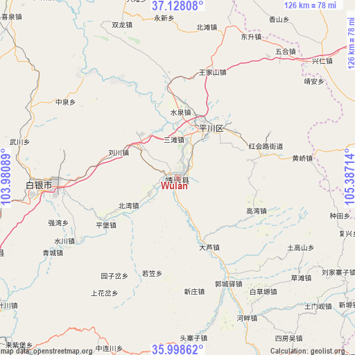 Wulan on map