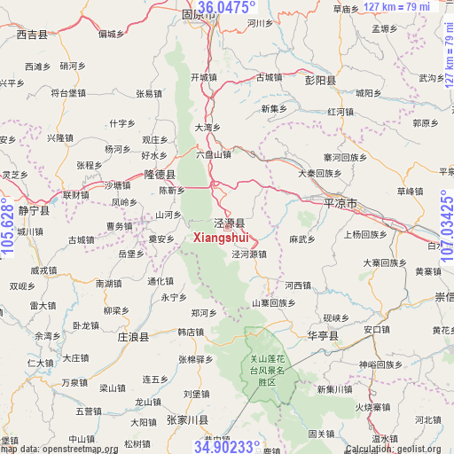 Xiangshui on map