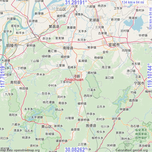 Jingchuan on map