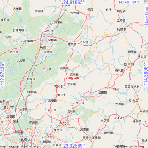 Jingtou on map