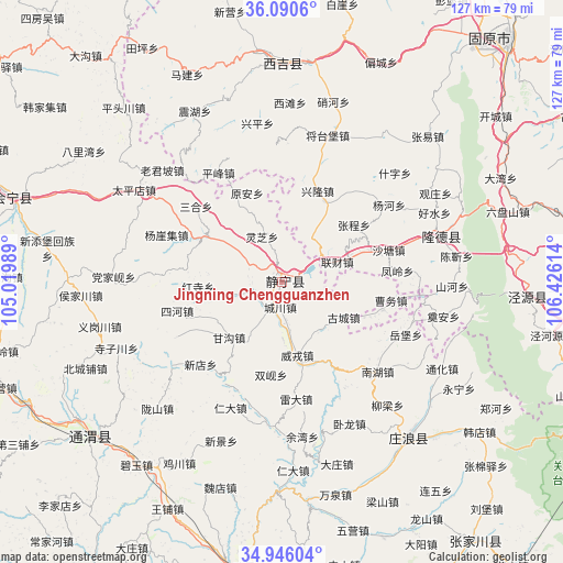 Jingning Chengguanzhen on map