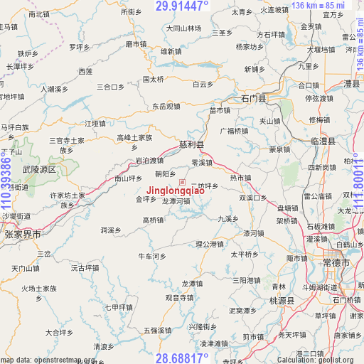 Jinglongqiao on map