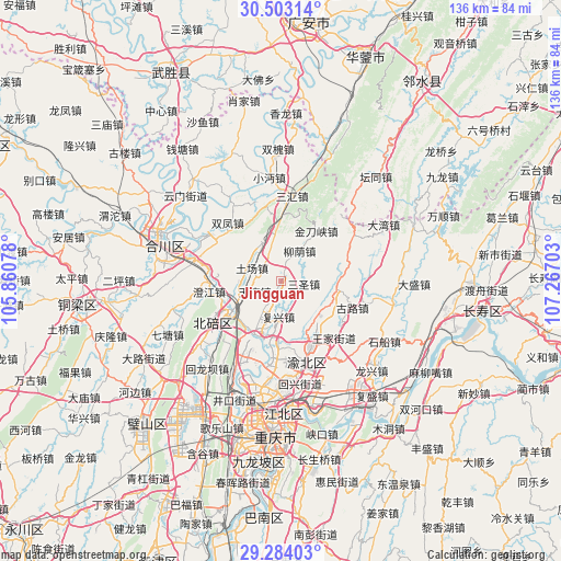 Jingguan on map