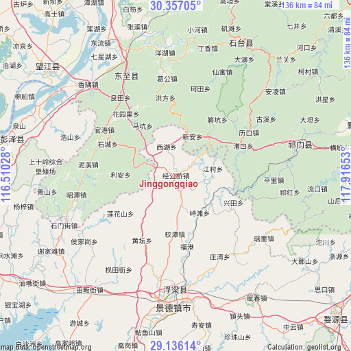 Jinggongqiao on map