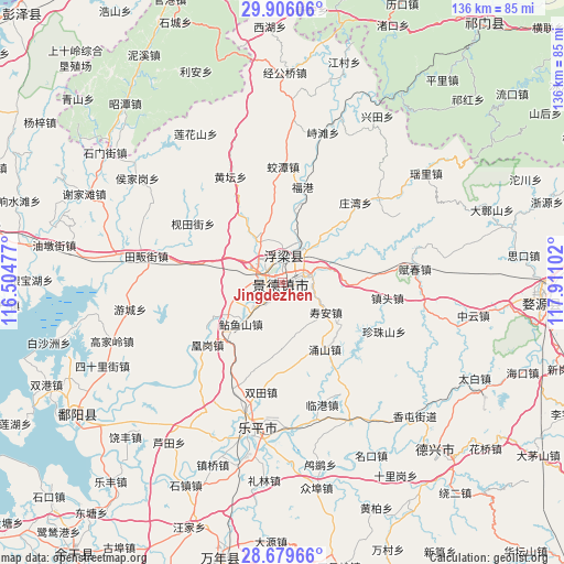 Jingdezhen on map
