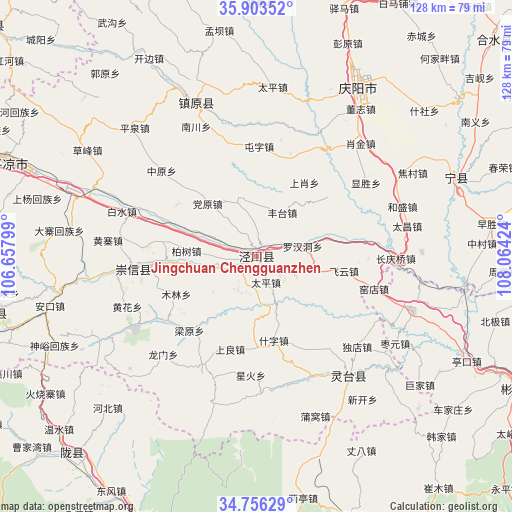 Jingchuan Chengguanzhen on map