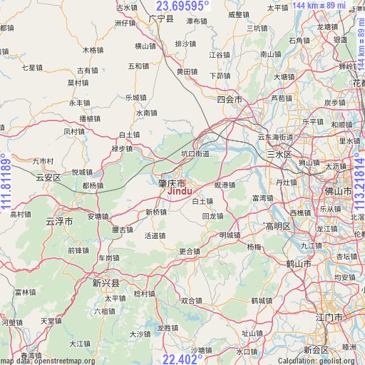 Jindu on map