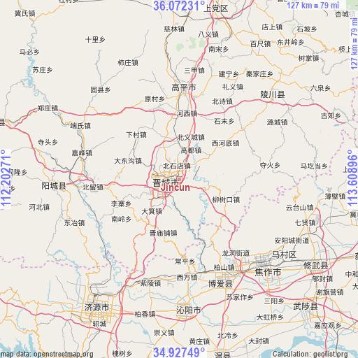 Jincun on map