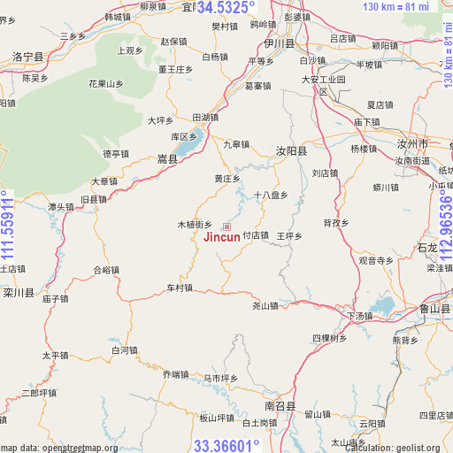 Jincun on map