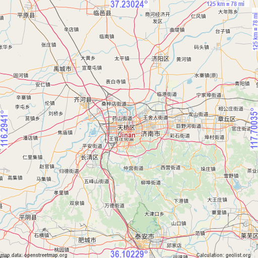 Jinan on map