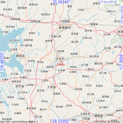 Jiedu on map