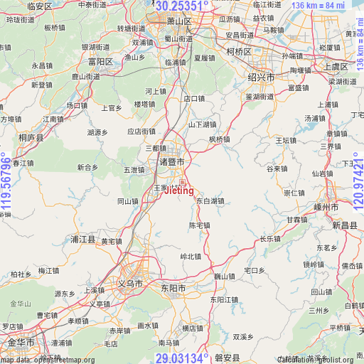 Jieting on map