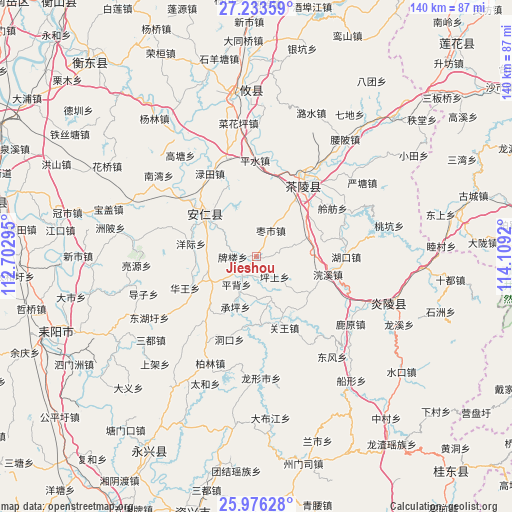 Jieshou on map