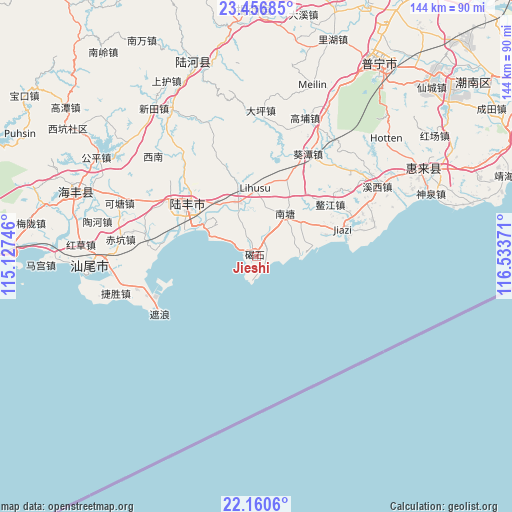 Jieshi on map