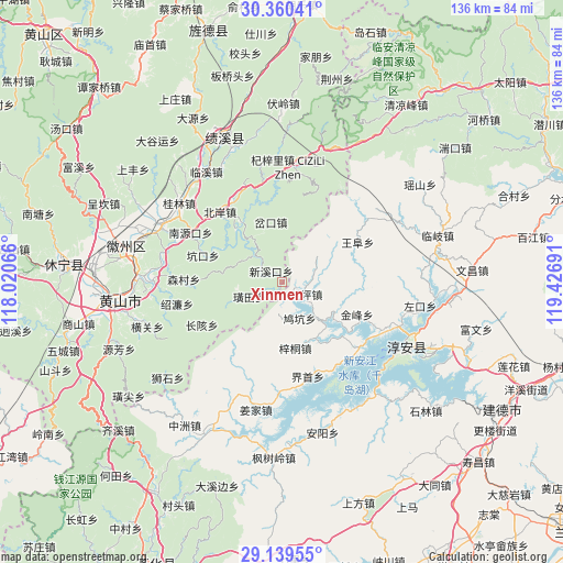 Xinmen on map