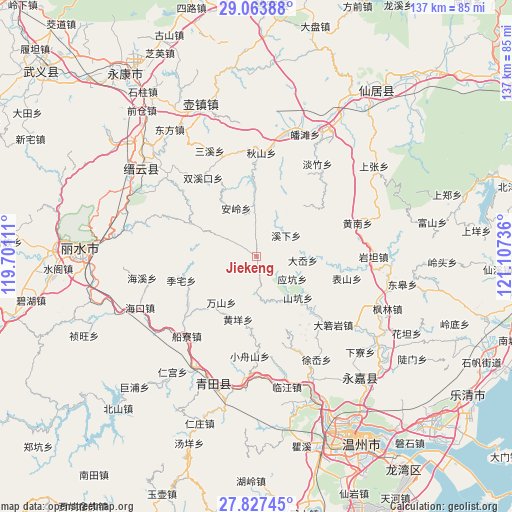 Jiekeng on map