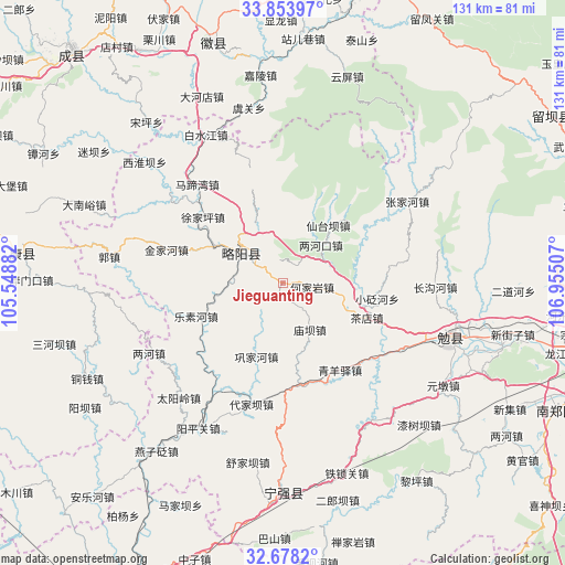 Jieguanting on map