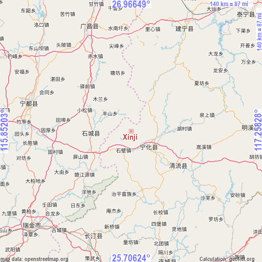 Xinji on map