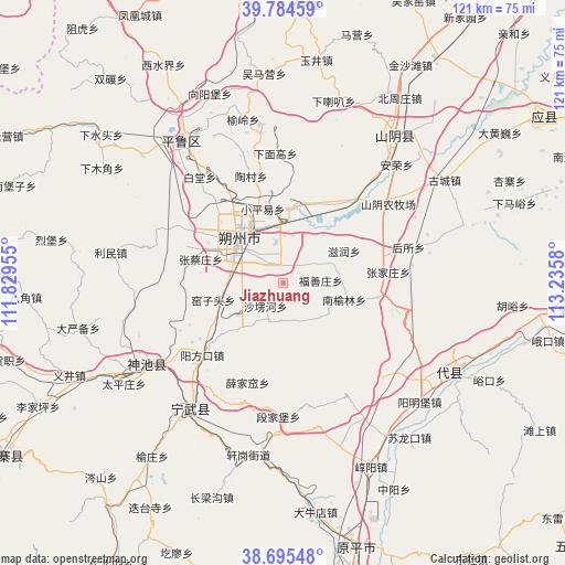 Jiazhuang on map