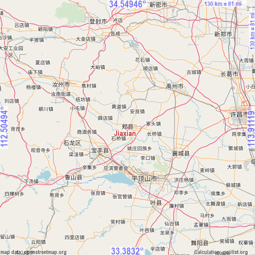 Jiaxian on map