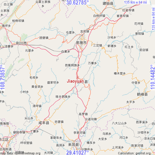 Jiaoyuan on map