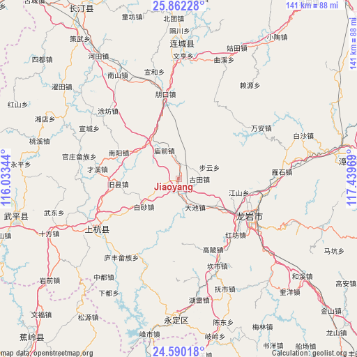 Jiaoyang on map