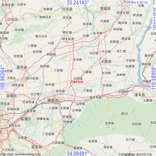 Jiaoxie on map